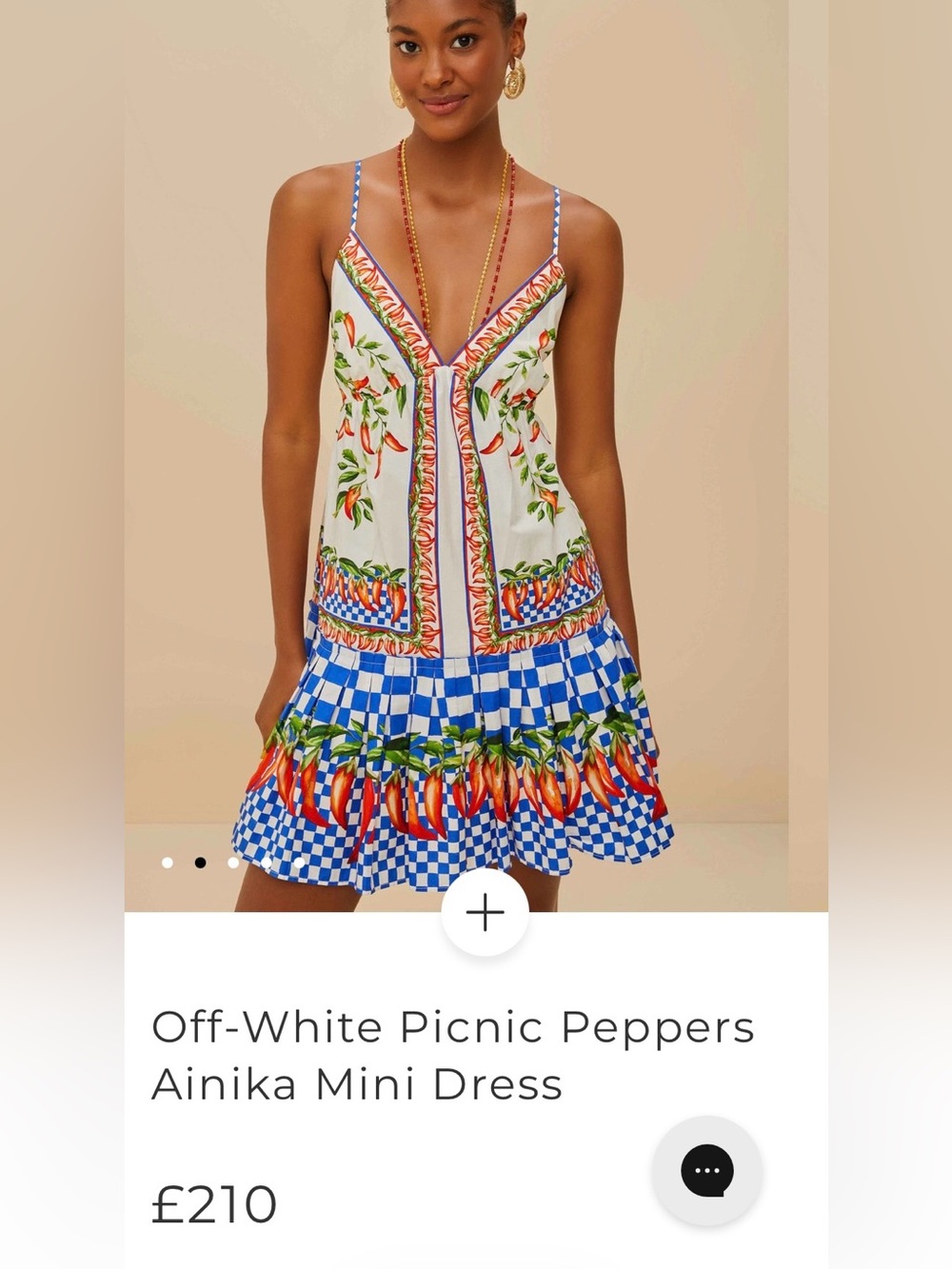 NWT Size XL - Farm Rio Picnic Peppers Ainika Swing Mini Dress (100% Cotton)